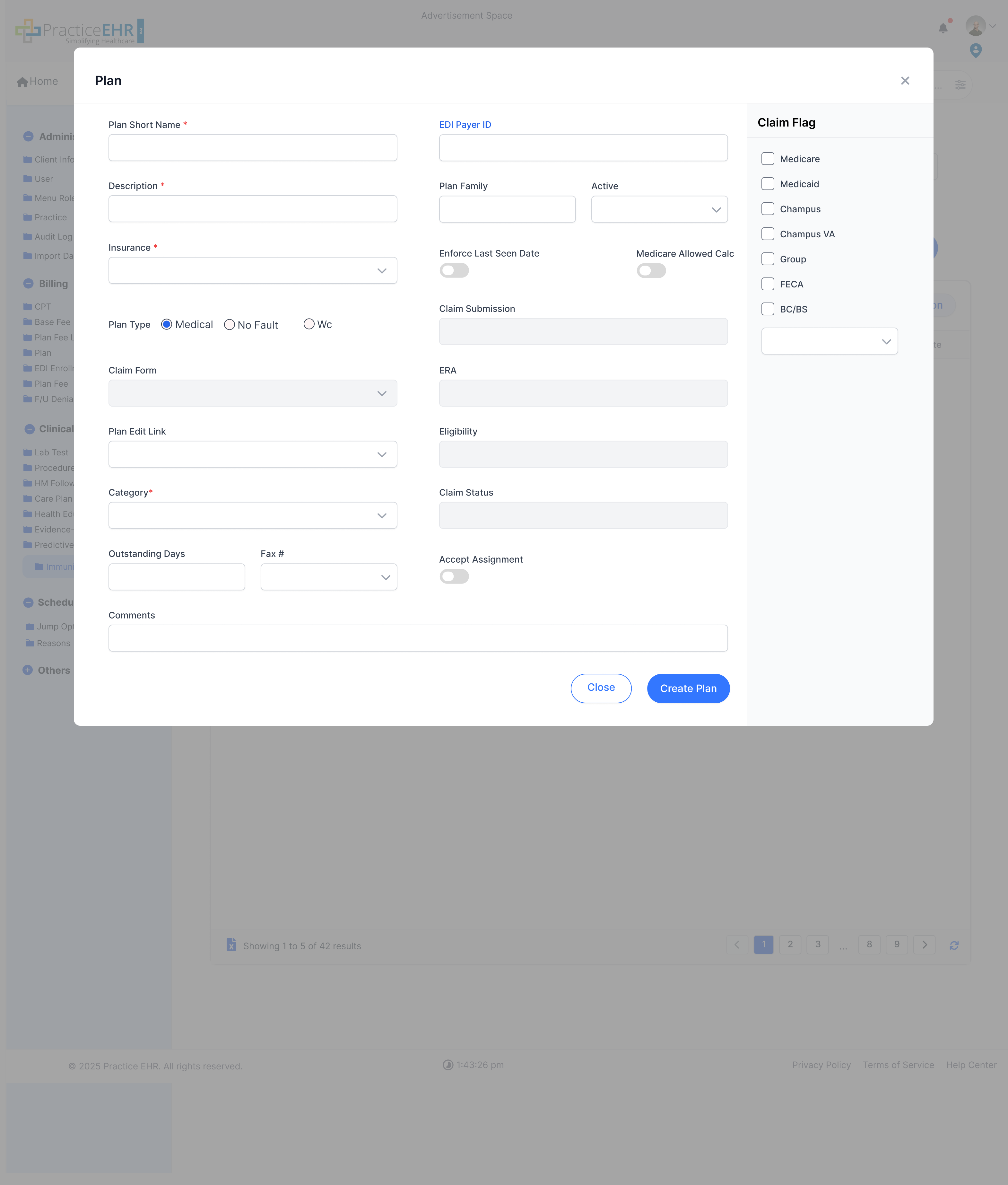 Create Plan screen